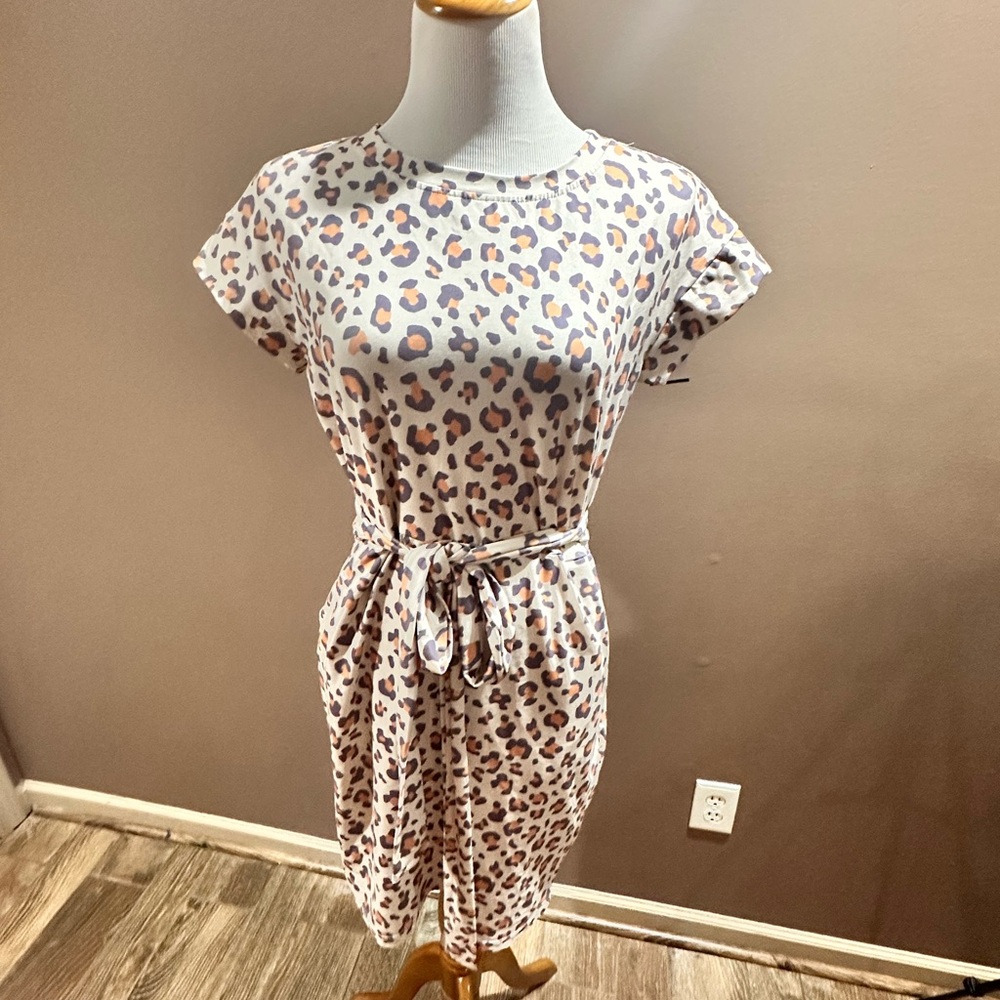 Leopard Print Belted Dress